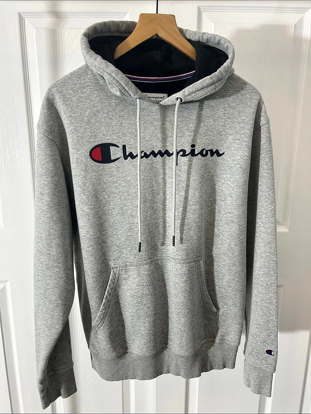 Champion Authentic Athleticwear Script Logo Hoodie Gray Medium